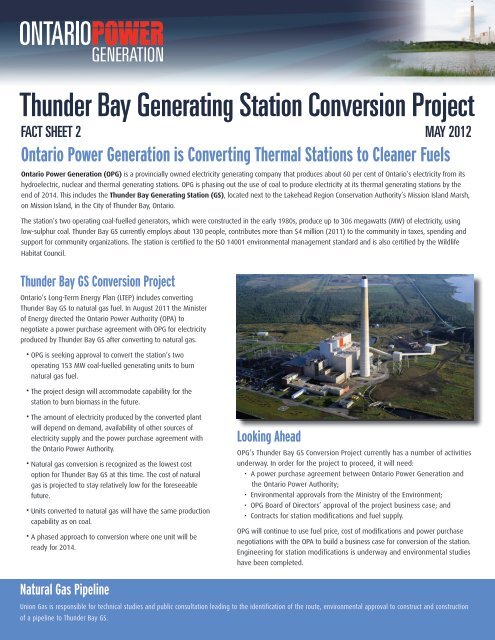 Thunder Bay Conversion Fact Sheet May 2012 - Ontario Power ...