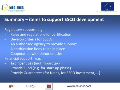 ESCO Development in Selected Countries