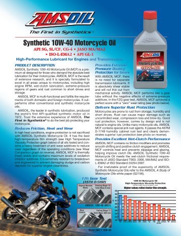 Data Sheet G2089 - Synthetic 10W-40 Motorcycle Oil (MCF) - Amsoil