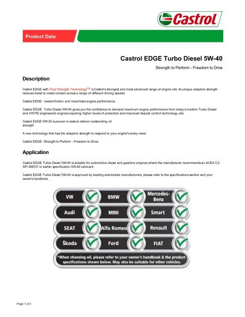 Castrol EDGE Turbo Diesel 5W-40 - Oil car | Car engine oil
