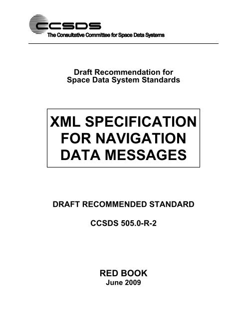 XML Specification for Navigation Data Messages - CCSDS