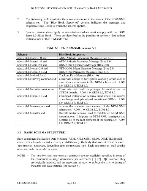 XML Specification for Navigation Data Messages - CCSDS