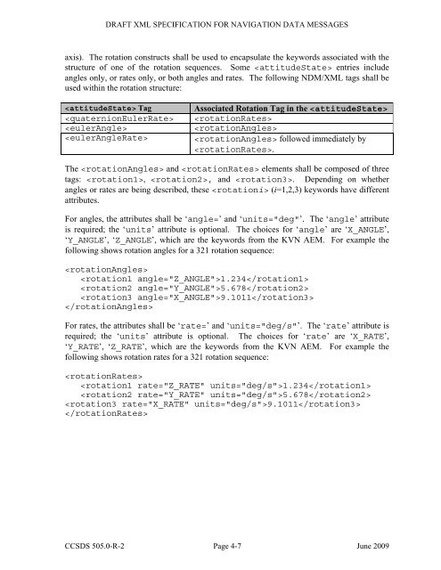 XML Specification for Navigation Data Messages - CCSDS