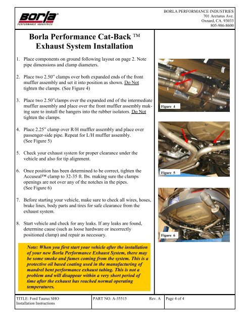 Exhaust System Installation for Ford Taurus SHO ... - 4 Wheel Online