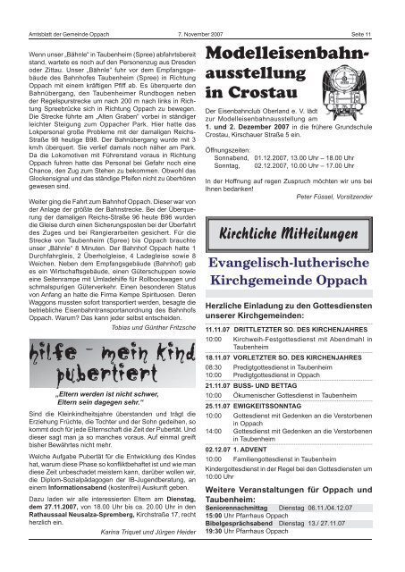 November 2007 Herausgeber: Gemeindeverwaltung - Oppach