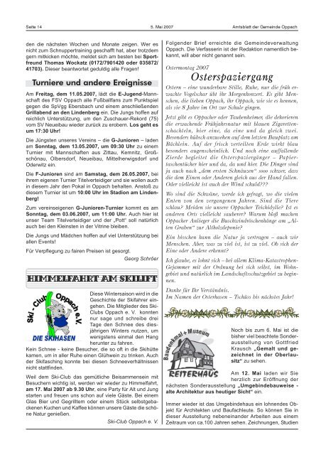 Mai 2007 Herausgeber: Gemeindeverwaltung - Oppach