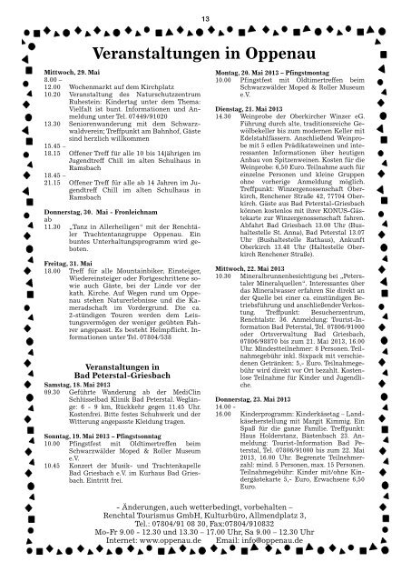 Verkündblatt KW 20 - 17. Mai 2013 - Stadt Oppenau