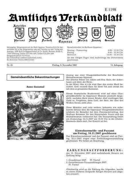 Verkündblatt KW 45 - 09. November 2007 - Stadt Oppenau