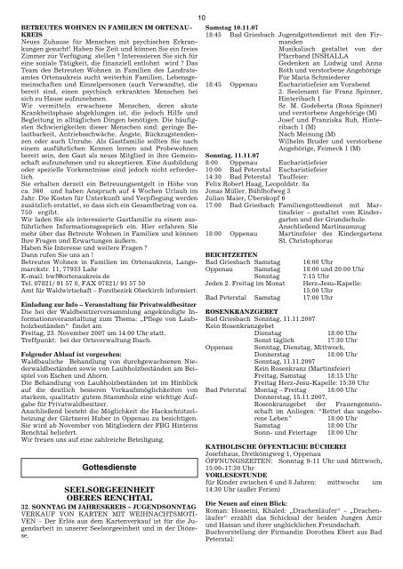 Verkündblatt KW 45 - 09. November 2007 - Stadt Oppenau