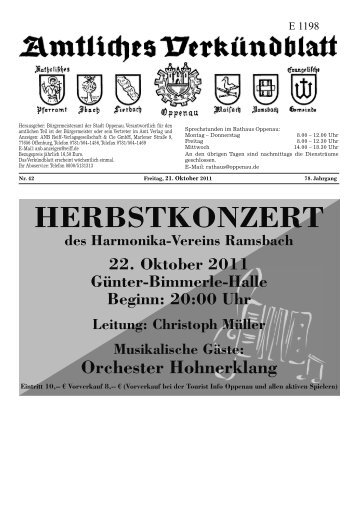 Herbstkonzert des Harmonika-Vereins ramsbach ... - Stadt Oppenau