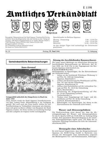Verkündblatt KW 25 - 23. Juni 2006 - Stadt Oppenau