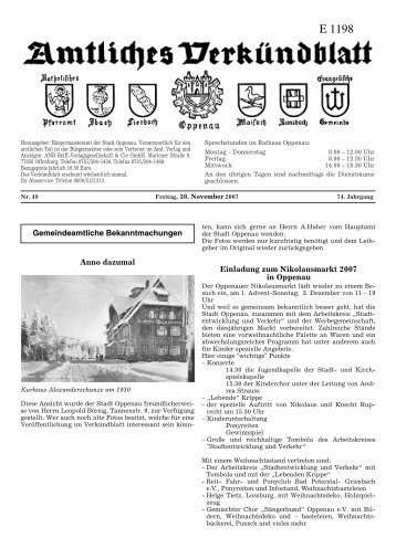 Verkündblatt KW 48 - 30 November 2007 - Stadt Oppenau