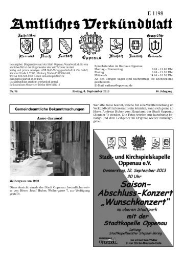 Verkündblatt KW 36 - 06. September 2013 - Stadt Oppenau