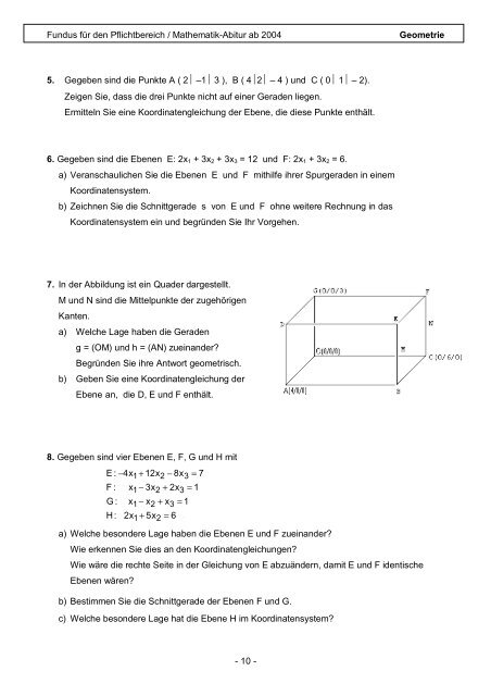 Fundus fÃ¼r den Pflichtbereich / Mathematik-Abitur ab 2004 ...