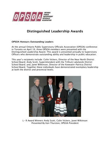 Distinguished Leadership Awards 2007-2008 - OPSOA
