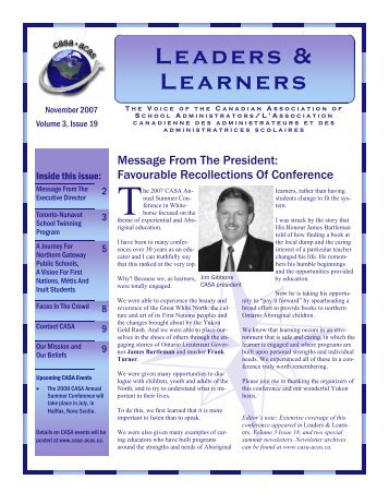 Leaders & Learners - Canadian Association of School Administrators