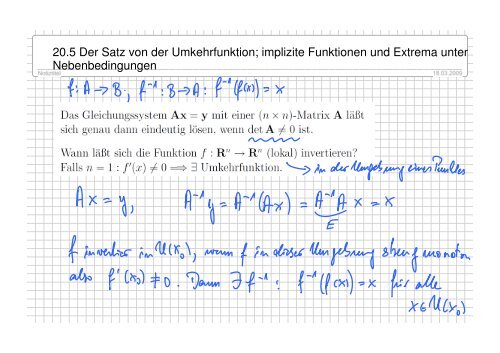 20.5 Der Satz von der Umkehrfunktion; Extrema unter ...