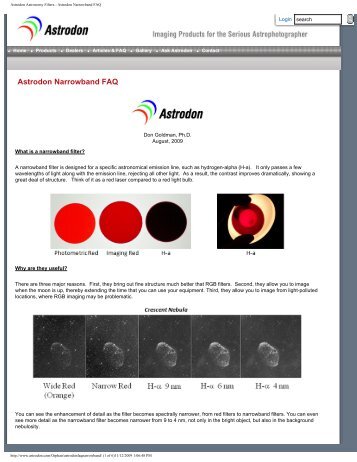 Astrodon Narrowband Filter FAQ - Oceanside Photo and Telescope