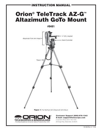 orionÂ® teletrack aZâGâ¢ altazimuth Goto Mount - Papywizard ...