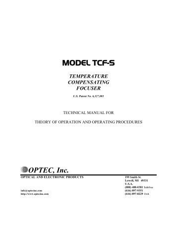 TCF-S Technical Manual - Optec, Inc.