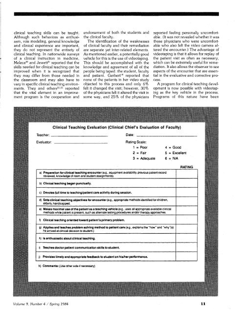 Spring 1984, Volume 9, Number 4 - Association of Schools and ...