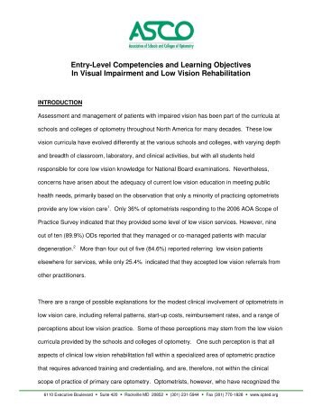 Entry-Level Competencies and Learning Objectives In Visual ...