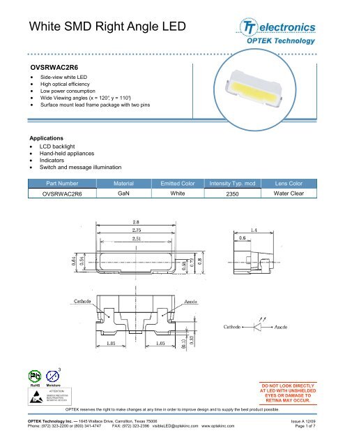 White SMD Right Angle LED