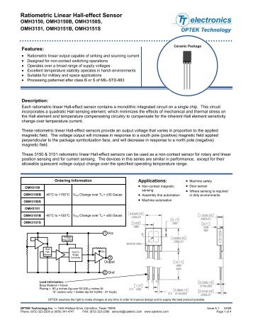 Ratiometric Linear Hall-effect Sensor - OPTEK Technology