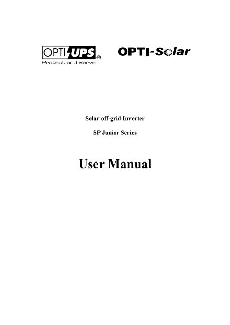 User Manual - OPTI-Solar