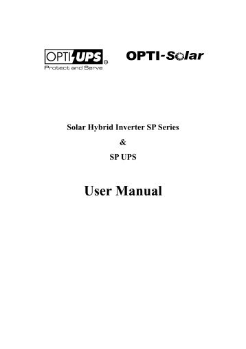 User Manual - OPTI-Solar