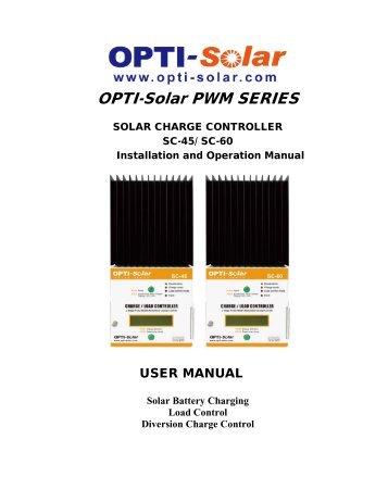 SC-60 Manual - OPTI-Solar