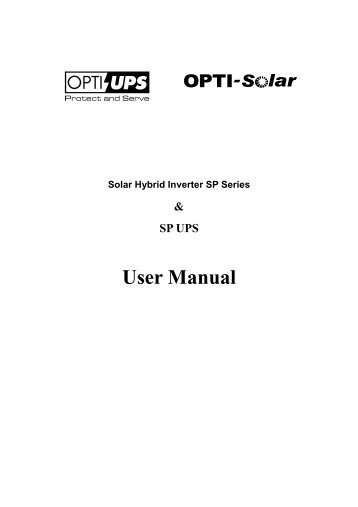 Download User Manual - OPTI-Solar