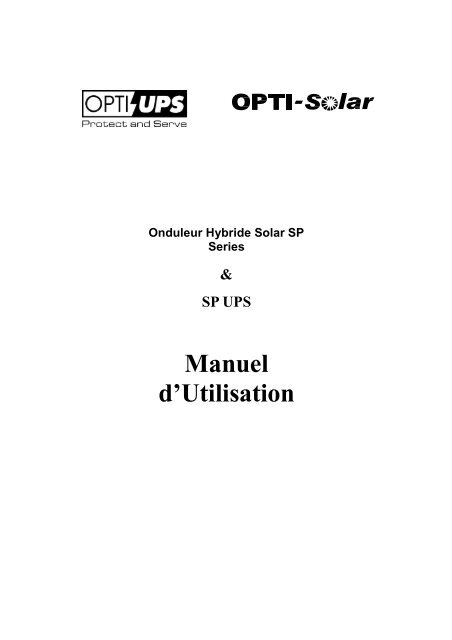 TÃ©lÃ©charger le Manuel de l'utilisateur - OPTI-Solar