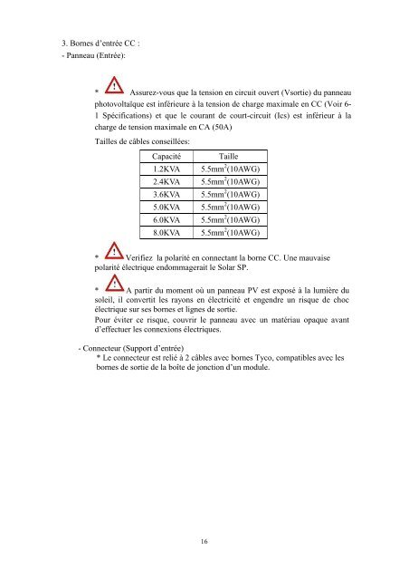 TÃ©lÃ©charger le Manuel de l'utilisateur - OPTI-Solar