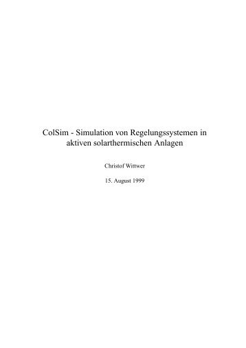 ColSim - Simulation von Regelungssystemen in ... - OptiControl