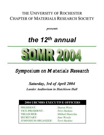 Download the SOMR'2004 brochure in PDF - The Institute of Optics ...