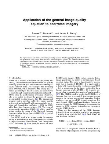 Application of the general image-quality equation - The Institute of ...