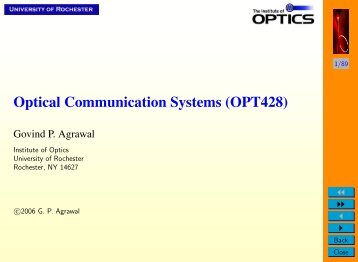 Optical Communication Systems (OPT428) - The Institute of Optics ...
