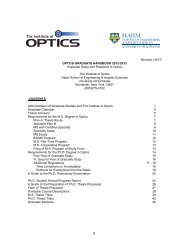 Graduate Handbook - The Institute of Optics - University of Rochester