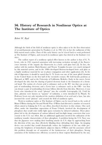 56. History of Research in Nonlinear Optics at The Institute of Optics