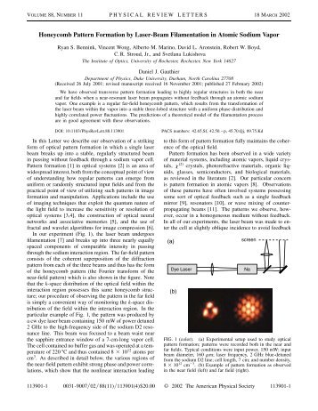 Honeycomb Pattern Formation by Laser-Beam Filamentation in Atomic