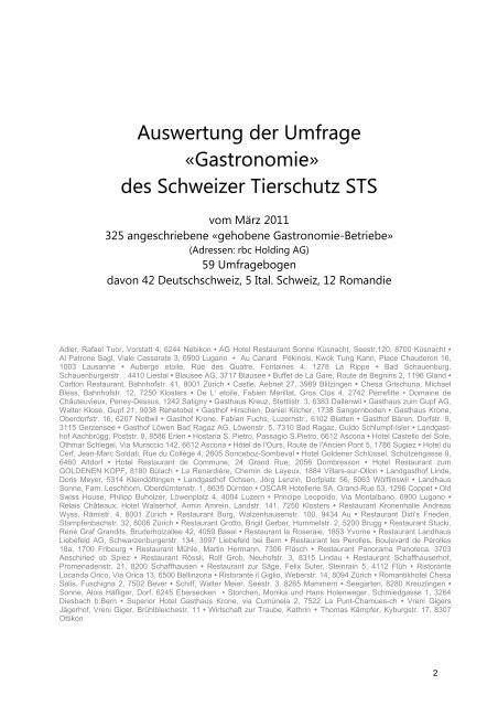 Auswertung der STS-Umfrage - Essen mit Herz