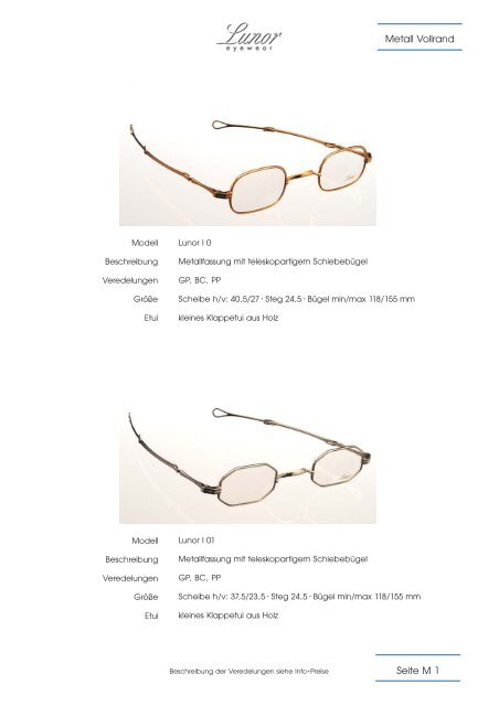 Seite M 1 Metall Vollrand - Optiker Holz