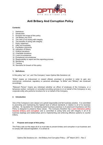 to view our anti-bribery and corruption policy. - Mills ...