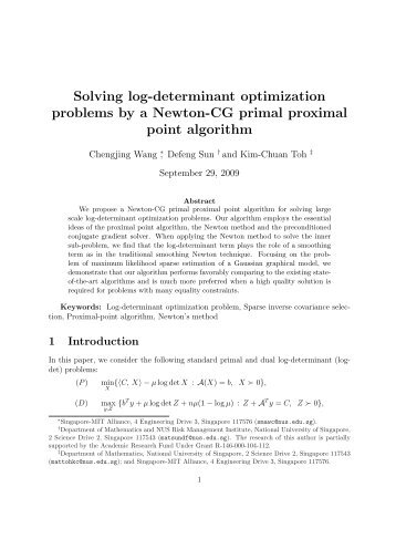 Solving log-determinant optimization problems by a Newton-CG ...
