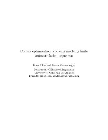 Convex optimization problems involving finite autocorrelation ...