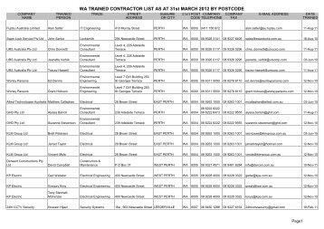 WA TRAINED CONTRACTOR LIST AS AT 31st MARCH 2012 BY ...