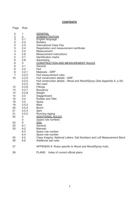 2011 INTERNATIONAL OPTIMIST CLASS RULES