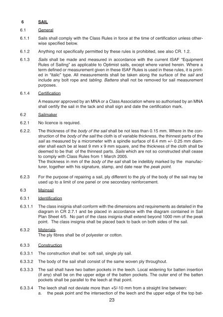 2011 INTERNATIONAL OPTIMIST CLASS RULES