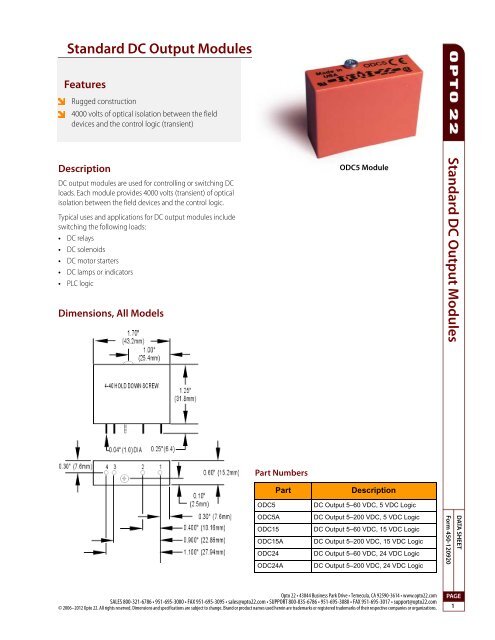 Standard DC Output Modules - Opto 22